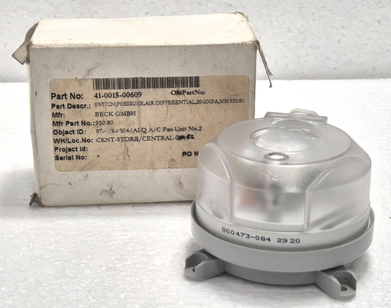 Gas pressure switch 901.6311GL4 25-100 mbar