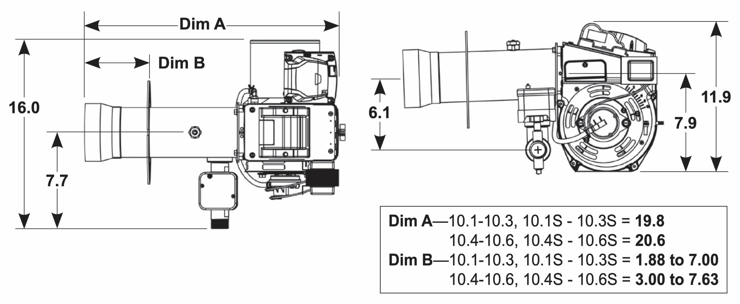 Beckett: CG10-24 Gas Burner 300 to 1,200 MBH | AC Power - Technical Drawing 1