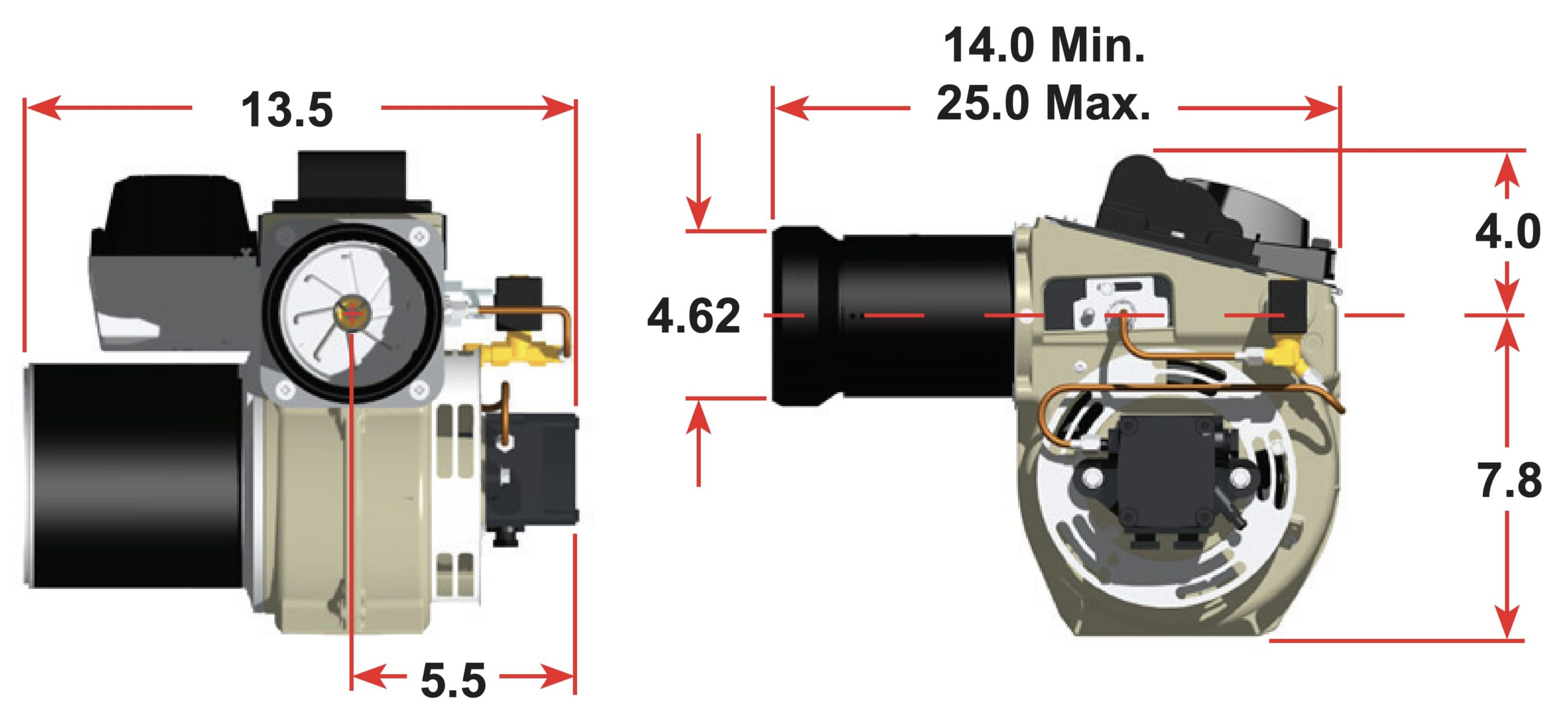 Beckett: CF800 Oil Burner 3.00 to 8.00 GPH | AC Power - Technical Drawing 1