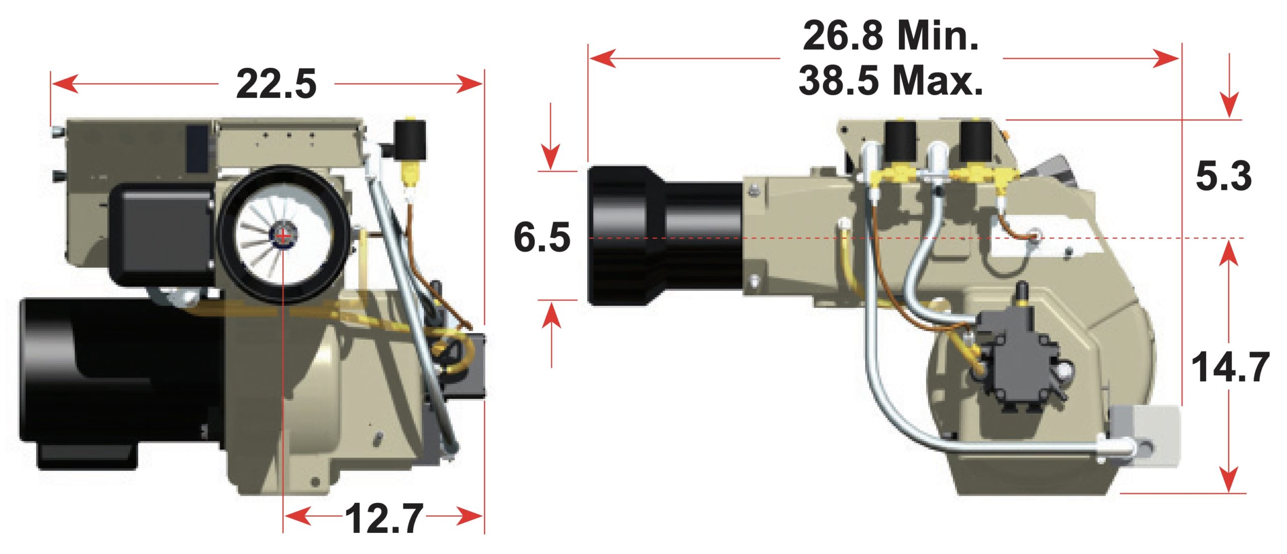Beckett: CF2500 Oil Burner 17.00 to 25.00 GPH | AC Power - Technical Drawing 1