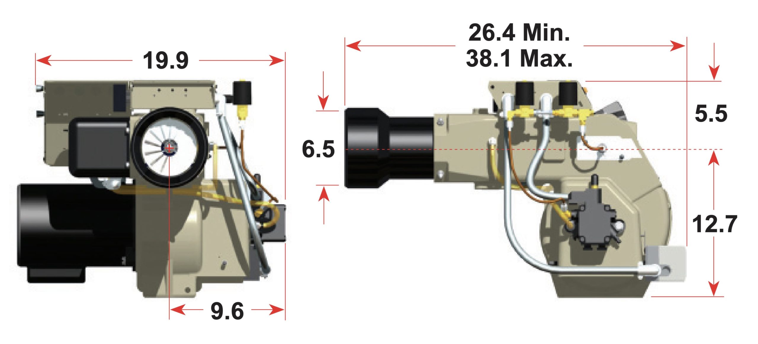 Beckett: CF2300 Oil Burner 17.00 to 19.90 GPH | AC Power - Technical Drawing 1