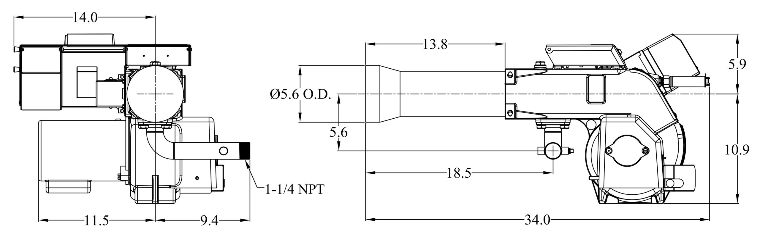 Beckett: CG15 Gas Burner 560 to 1,500 MBH | AC Power - Technical Drawing 1