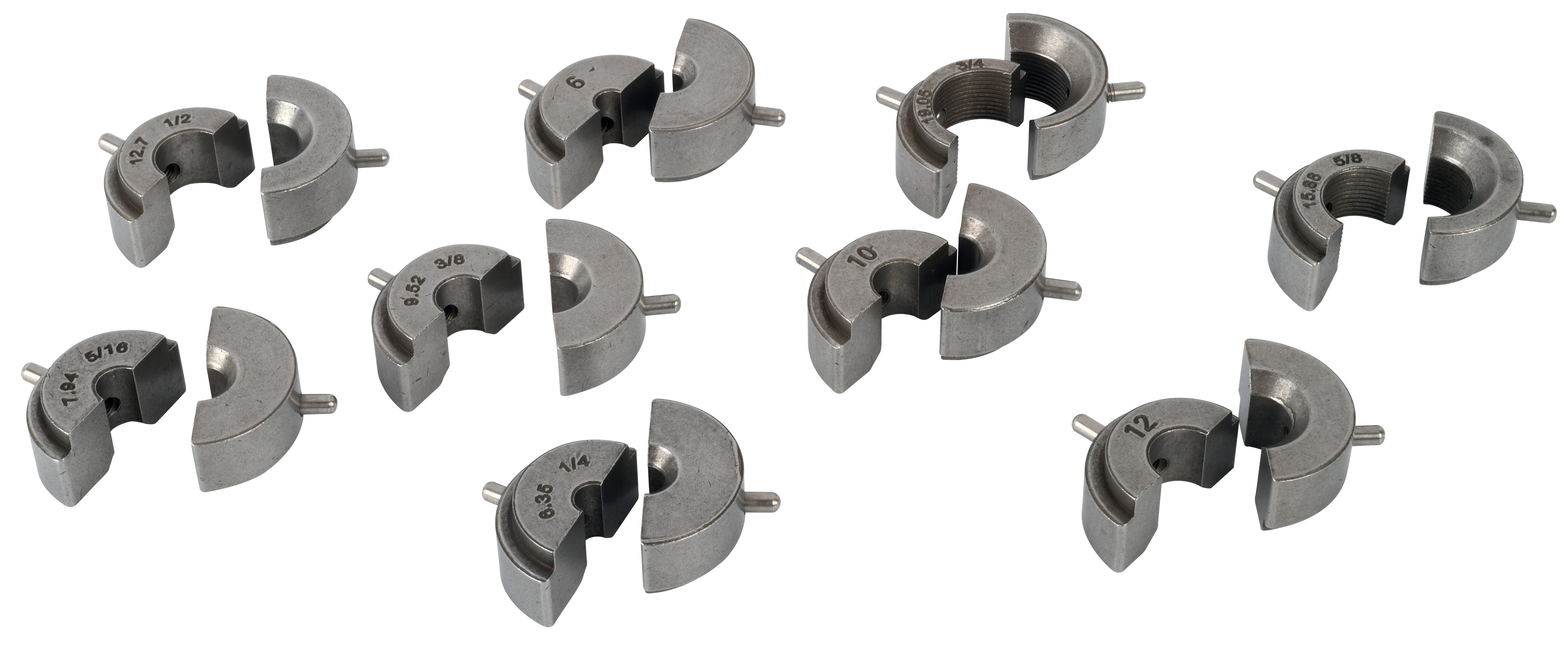 Set of 9 rollers for clamping head inch & mm