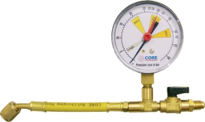 Flexible hose with valve & pressure gauge