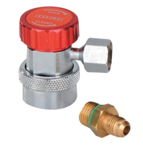 Quick coupling 90° HP 1/4 M/F with valve - automotive
