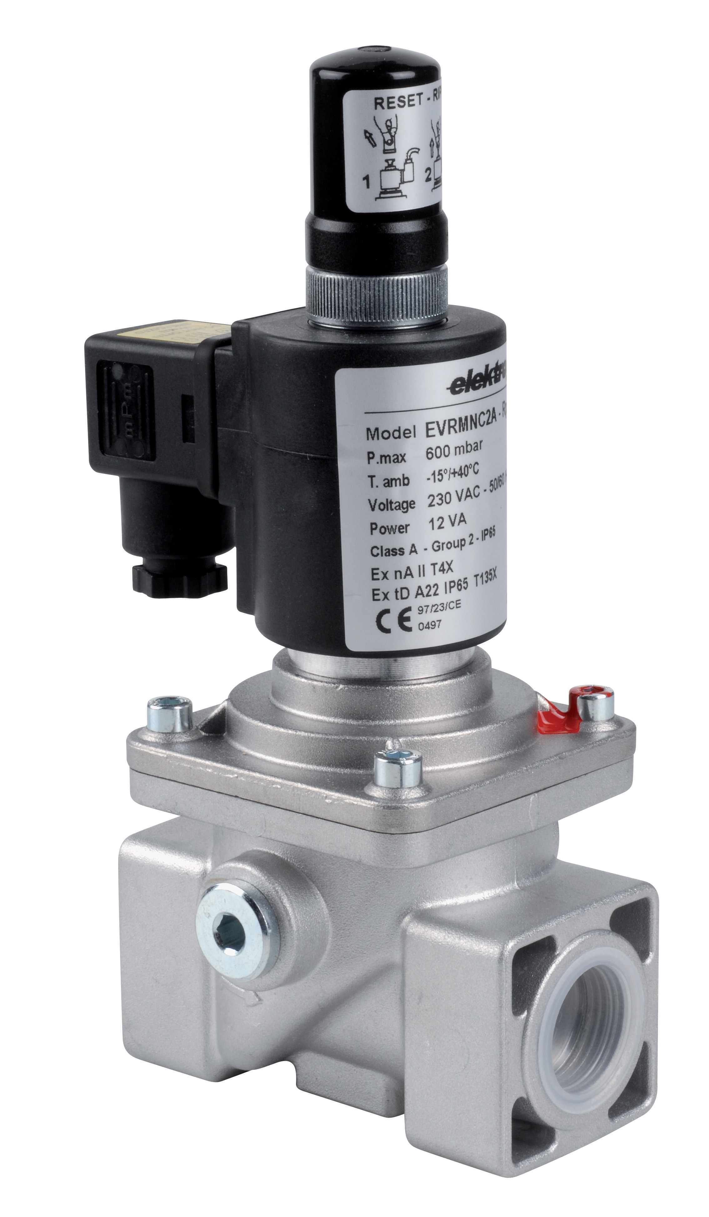 Solenoid valve EVRM NC 2A tapped D3/4" 600 Mbar