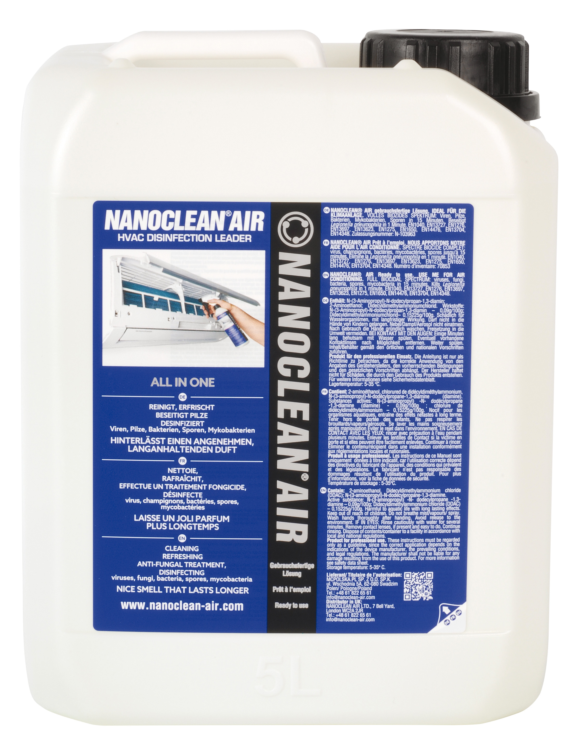 Nanoclean air - 5L canister disinfectant evaporator citrus