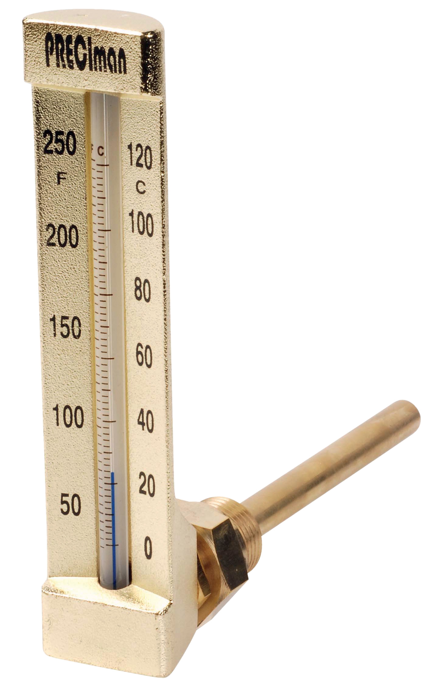 Industrial thermometer 0/+50°C immersion 63 right angle height 150