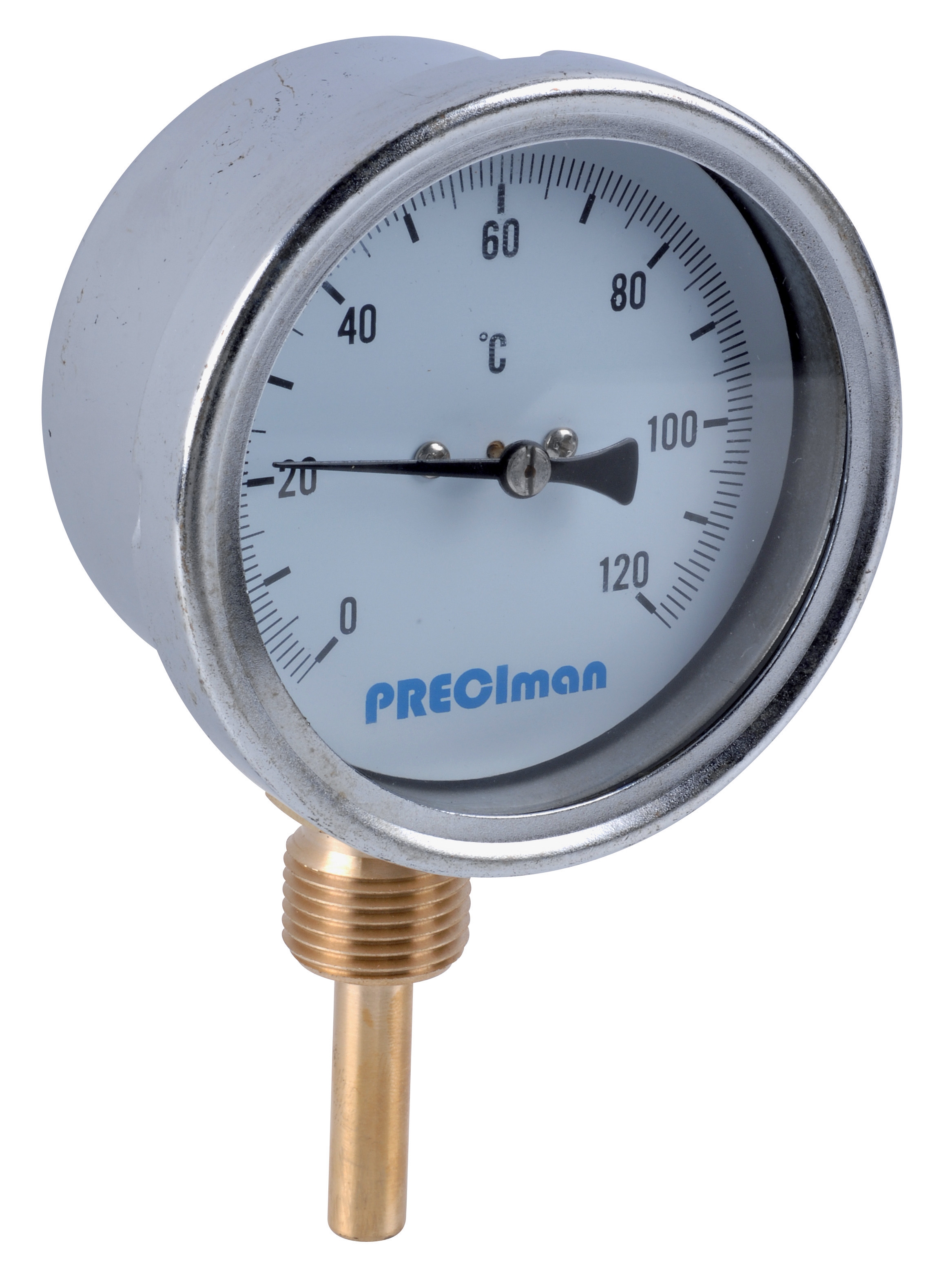 Green thermometer D80 -30/+50°C L 5cm with thermowell