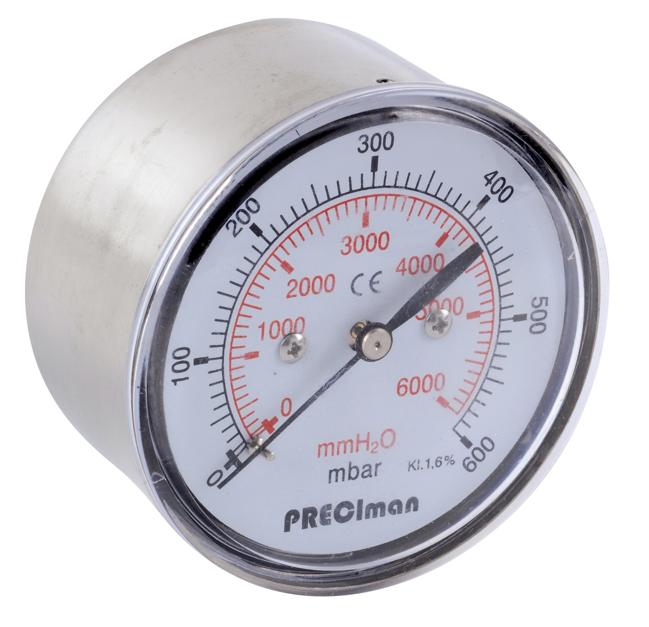 Stainless steel axial pressure gauge D63 0/+40Mbar G1/4