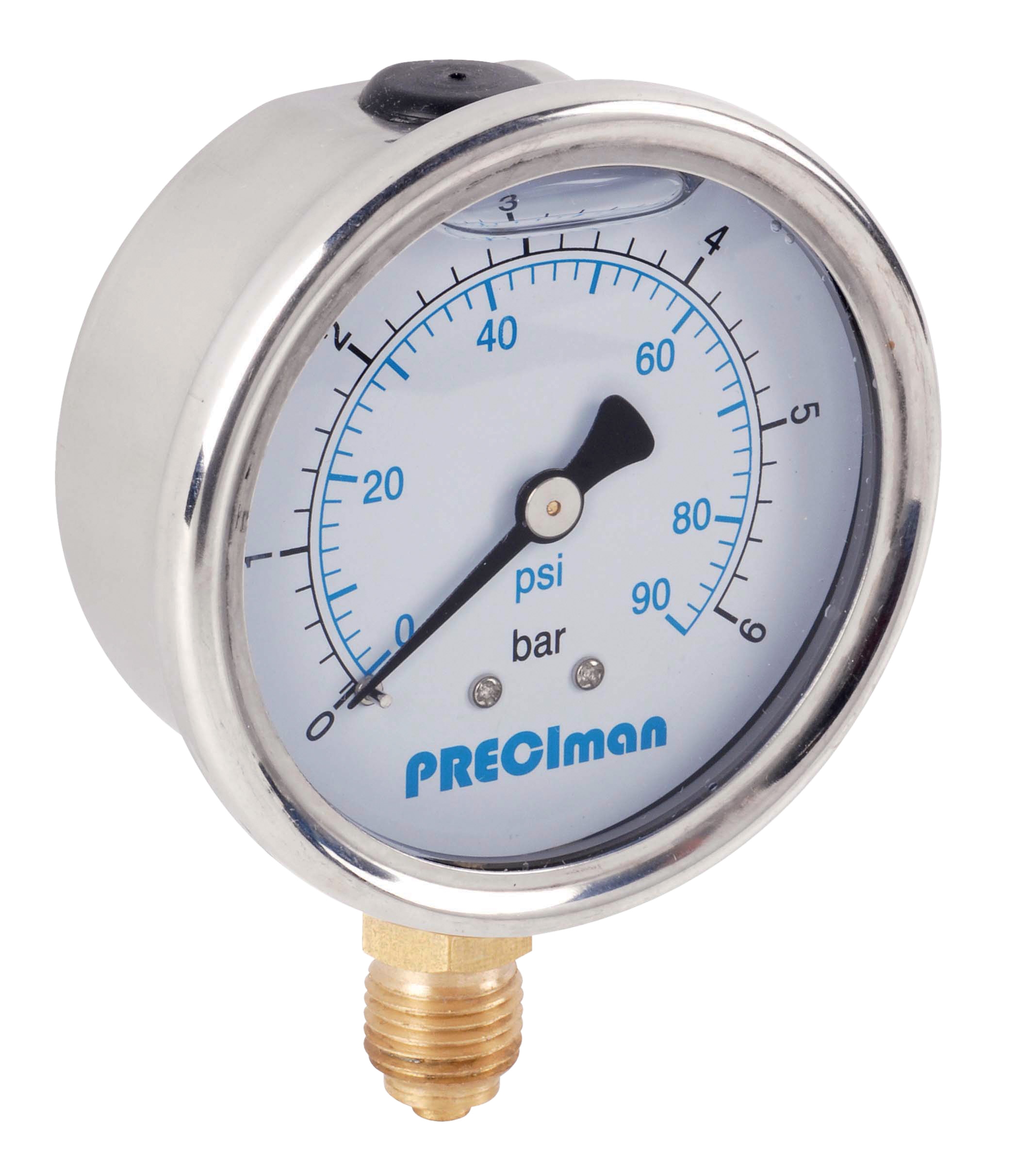 Green glycerin stainless steel pressure gauge D50 0/+10bar G1/4