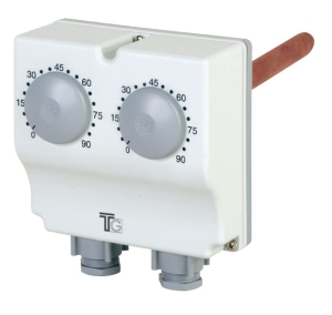 Double immersion aquastat ext.adj.30-120°C-ext.adj.0-60°C
