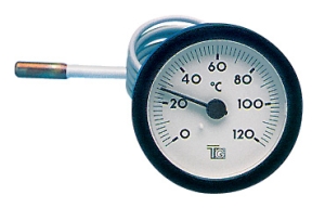 Round thermometer 0/120°C D.57 capillary 1.5m