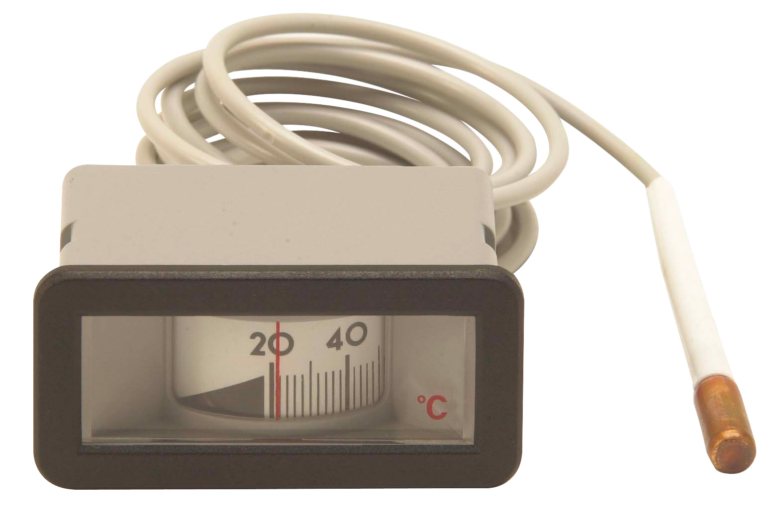 Rectangular thermometer 0/120°C 64X31 capillary 3m
